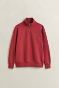 ROSE RED, REG SHIELD HALF ZIP SWEAT, FLAT-LAY BY GANT AU.