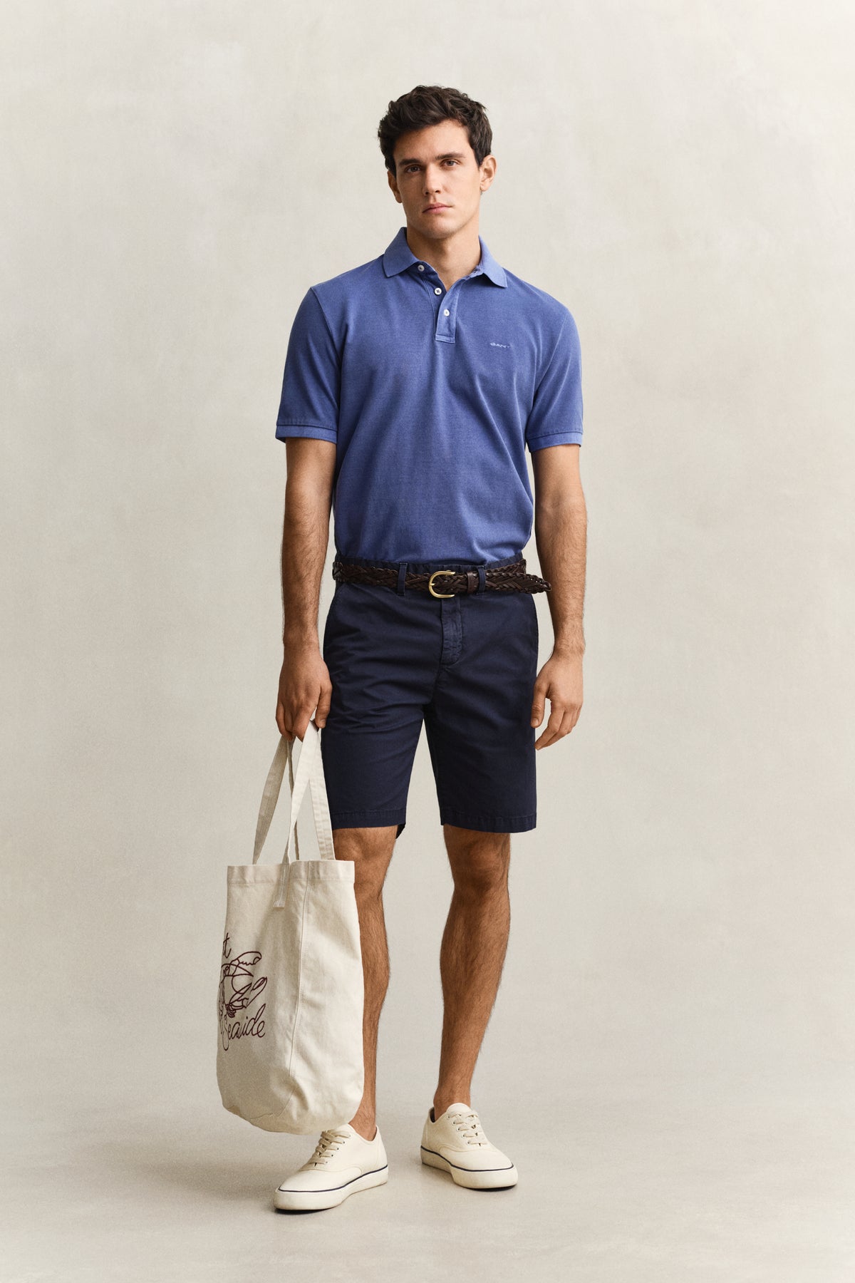 VINTAGE BLUE, SUNFADED SS POLO BY GANT AU.