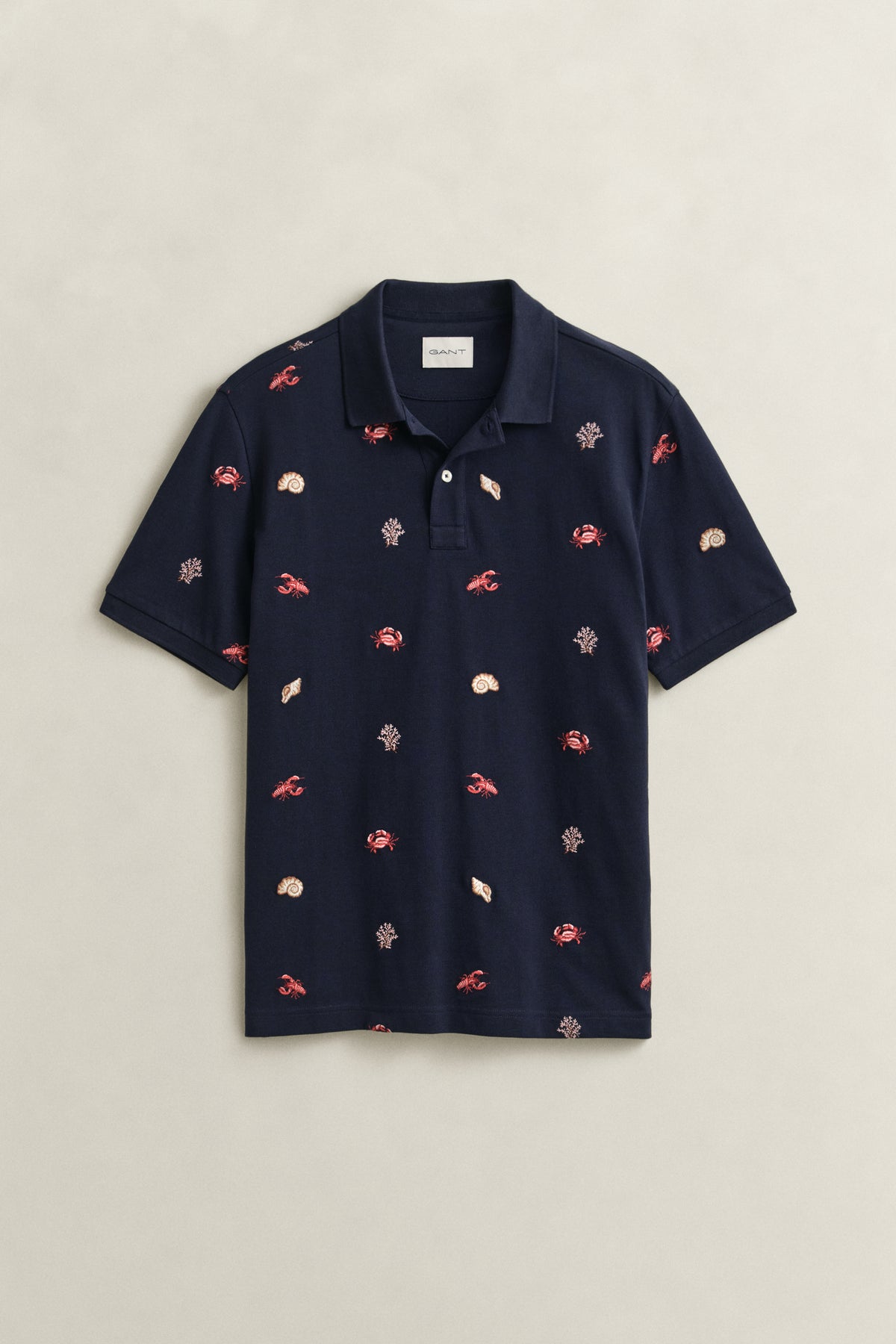 EVENING BLUE, EMBROIDERED SS POLO, FLAT-LAY BY GANT AU.