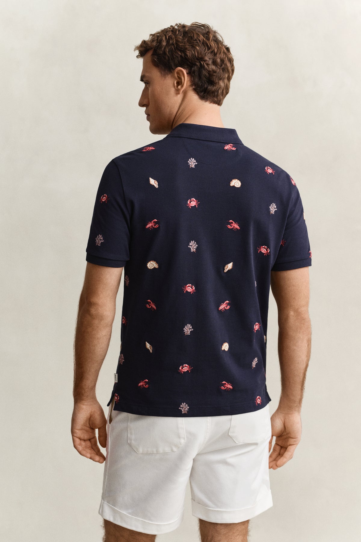 EVENING BLUE, EMBROIDERED SS POLO, BACK-VIEW BY GANT AU.