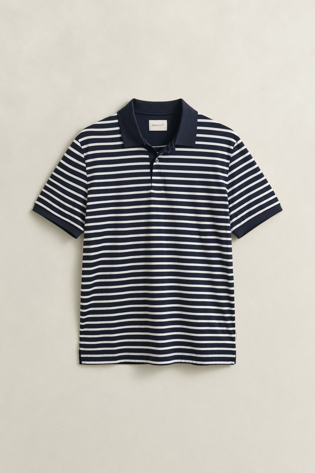 EVENING BLUE, PIMA STRIPED SS POLO, FLAT-LAY BY GANT AU.
