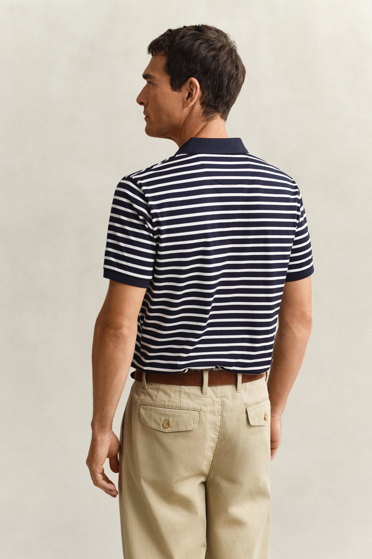 EVENING BLUE, PIMA STRIPED SS POLO, BACK-VIEW BY GANT AU.