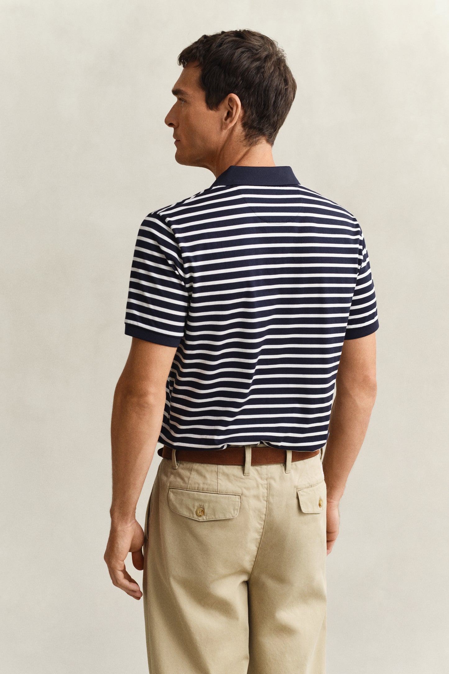 EVENING BLUE, PIMA STRIPED SS POLO, BACK-VIEW BY GANT AU.