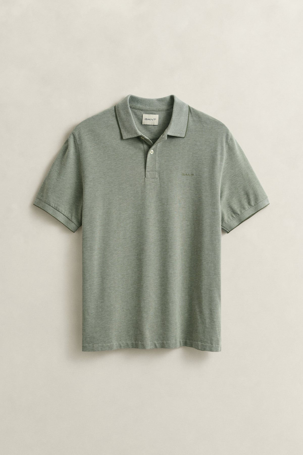 DRY HERB GREEN, 2 TONE SS POLO, FLAT-LAY BY GANT AU.