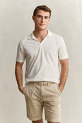 CREAM, WASHED SLUB SS POLO, FRONT-VIEW BY GANT AU.