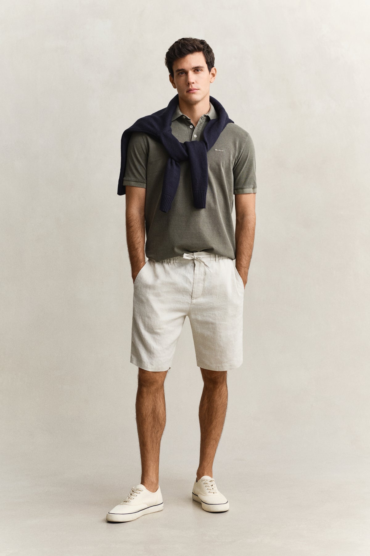  SAND, Linen Shorts, FRONT-VIEW BY GANT AU.