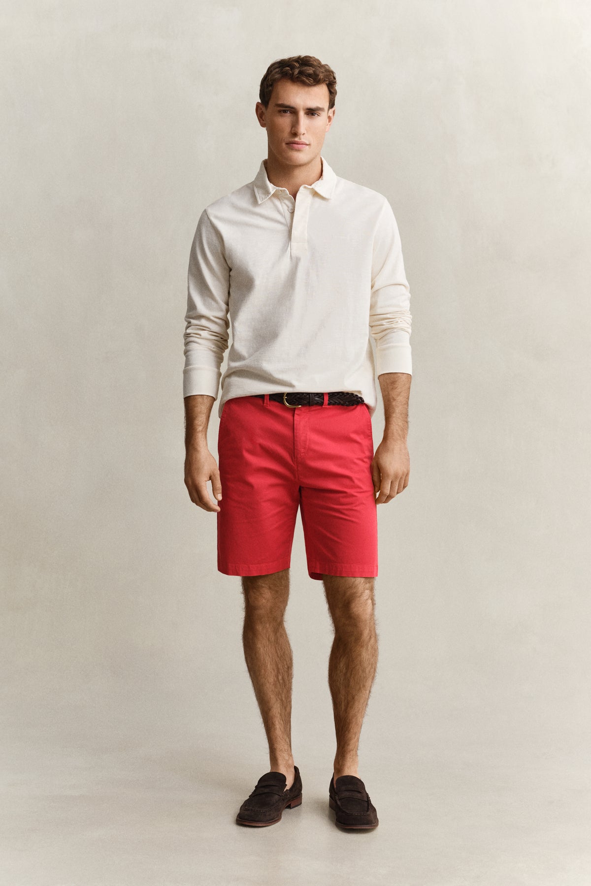 ROSE RED, REG SUNFADED CHINO SHORTS, FRONT-VIEW BY GANT AU.