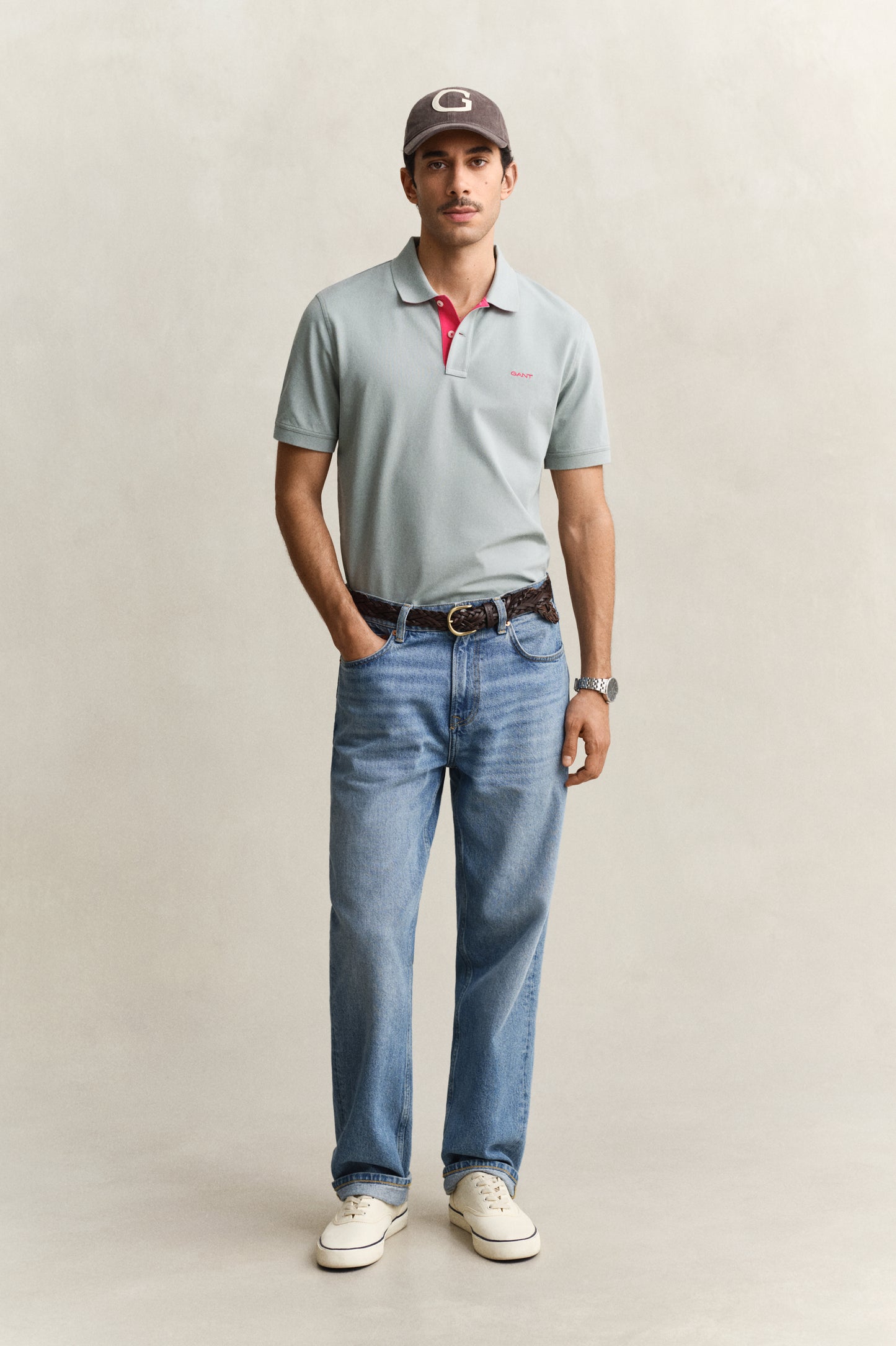 CERAMIC GREY, Contrast Polo Shirt BY GANT AU.