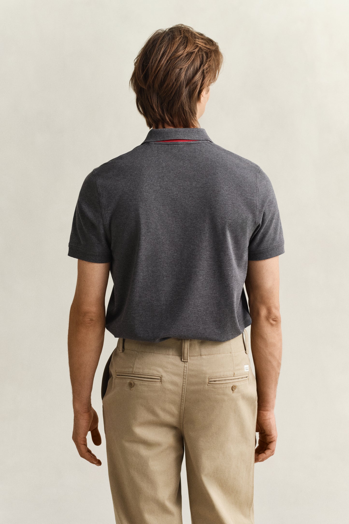 ANTRACIT MELANGE, Contrast Polo Shirt, BACK-VIEW BY GANT AU.