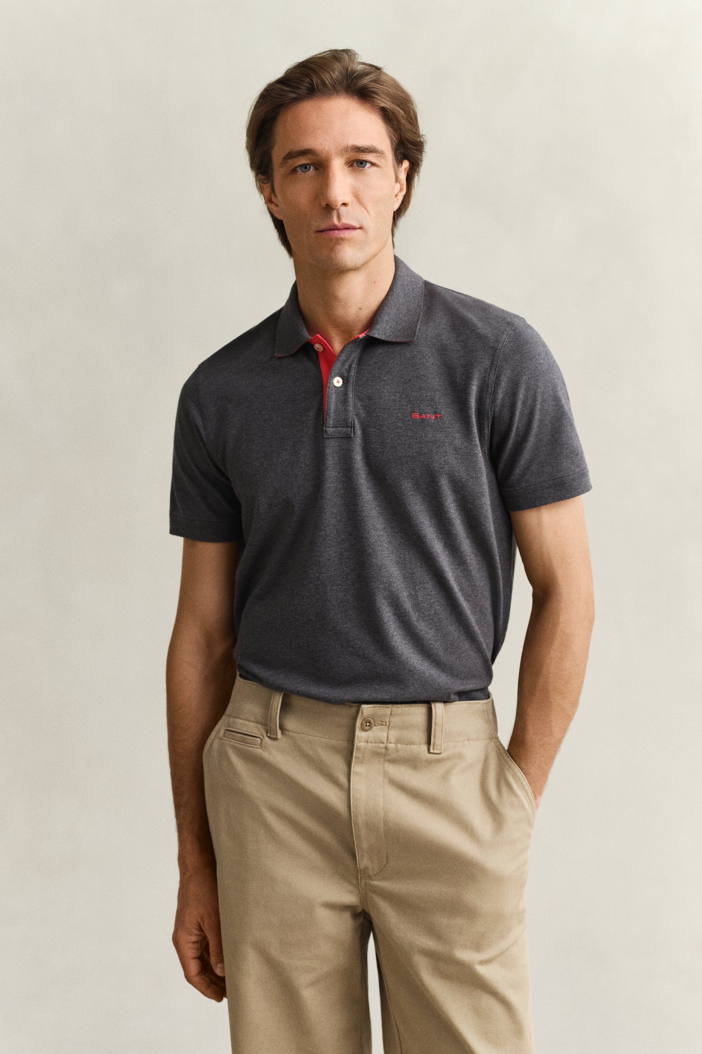 ANTRACIT MELANGE, Contrast Polo Shirt BY GANT AU.