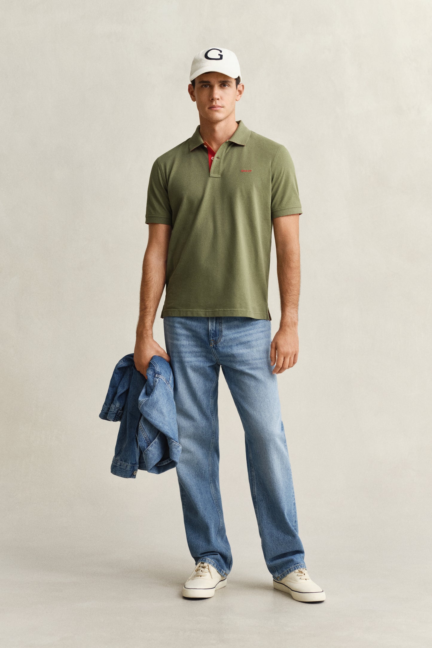 DRY HERB GREEN, Contrast Polo Shirt BY GANT AU.
