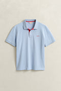 FRESH BLUE, Contrast Polo Shirt, FLAT-LAY BY GANT AU.
