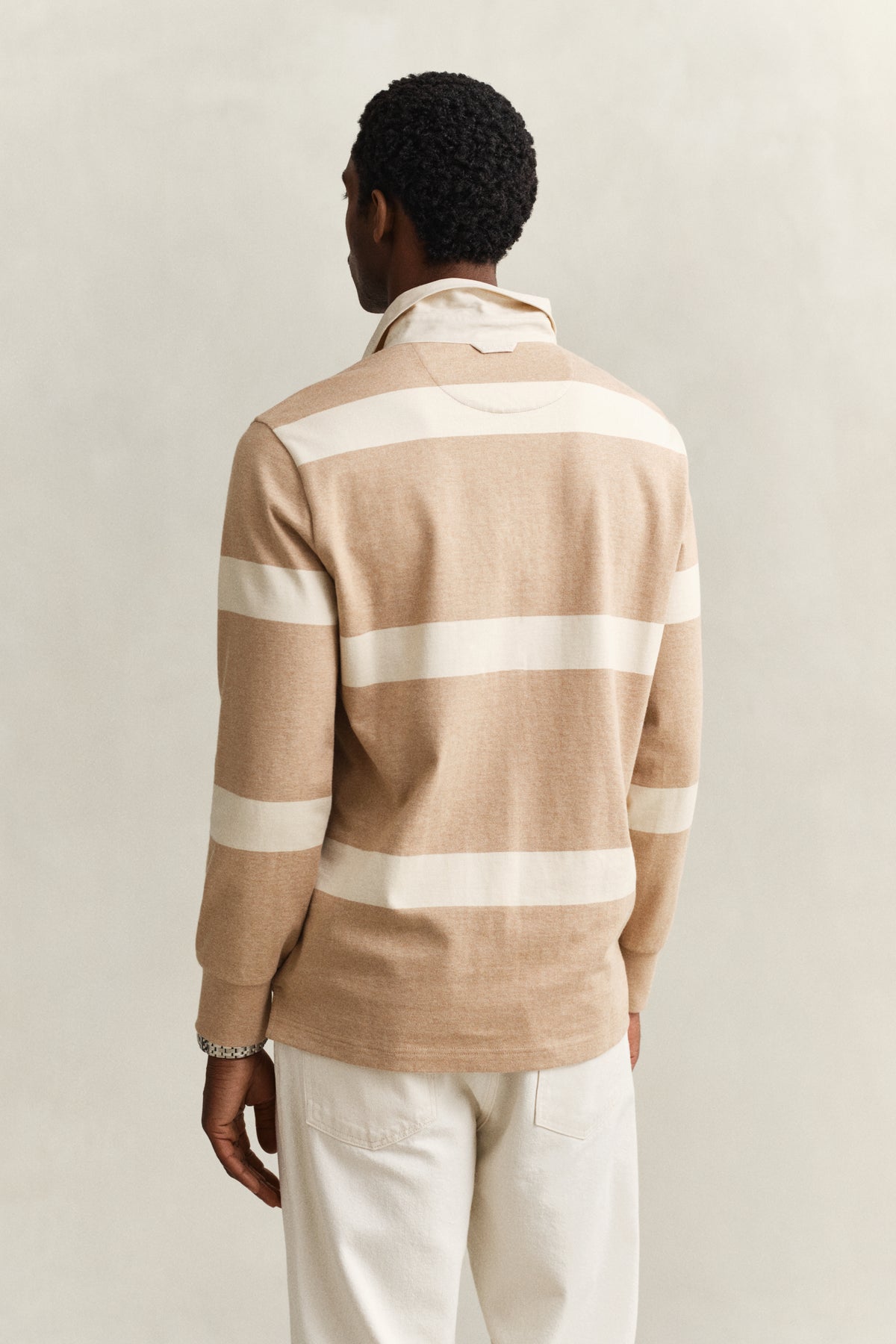 KHAKI MELANGE, STRIPED RUGGER, BACK-VIEW BY GANT AU.