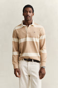 KHAKI MELANGE, STRIPED RUGGER, FRONT-VIEW BY GANT AU.