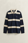 EVENING BLUE, STRIPED RUGGER, FLAT-LAY BY GANT AU.