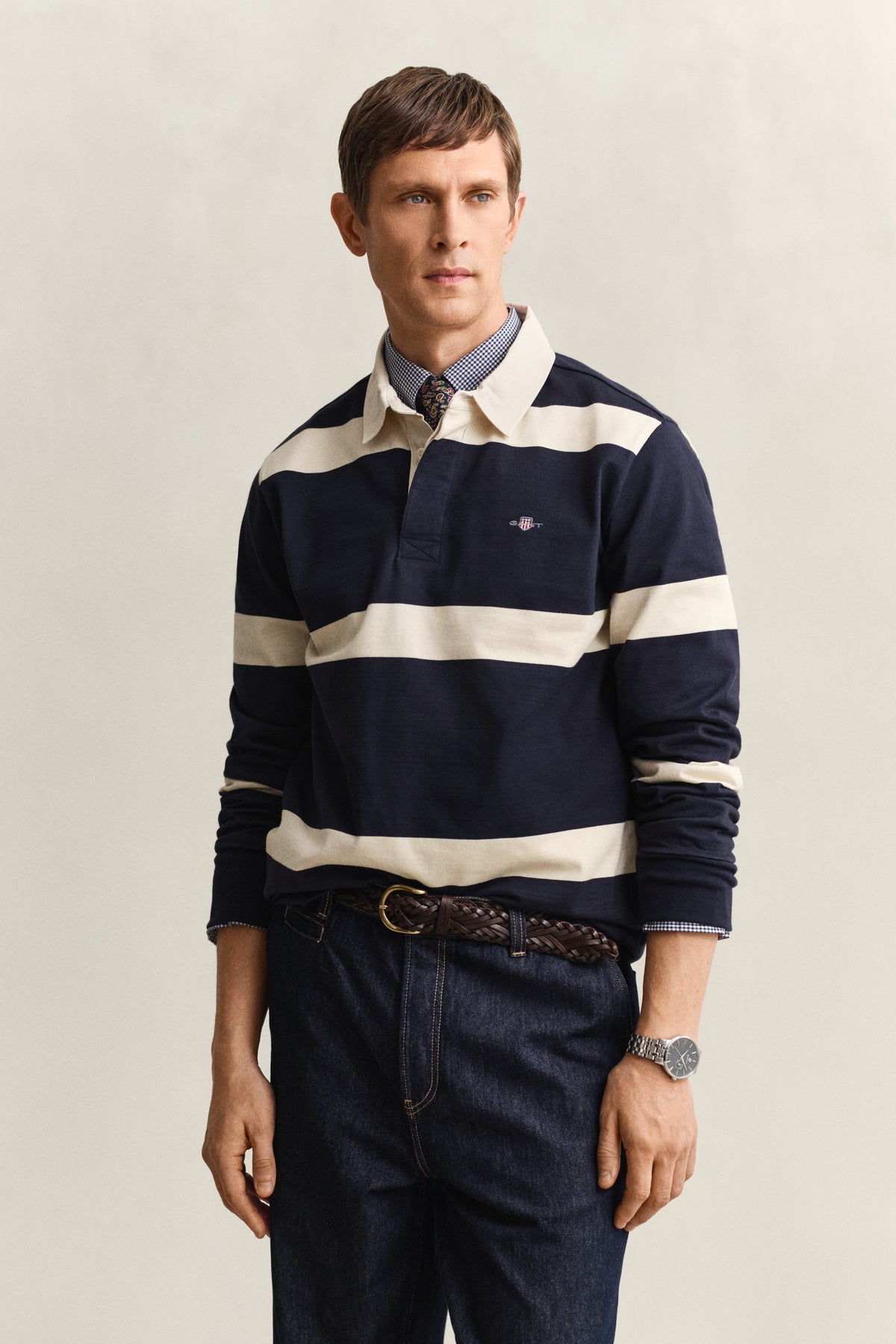 EVENING BLUE, STRIPED RUGGER, FRONT-VIEW BY GANT AU.