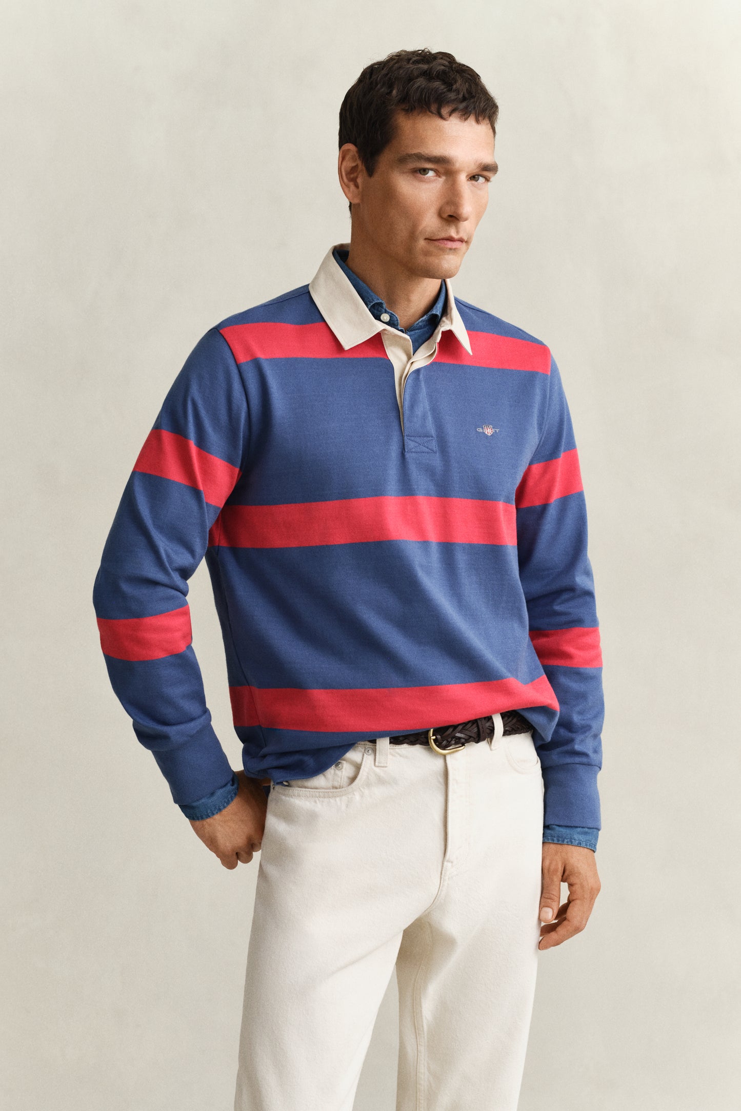 VINTAGE BLUE, STRIPED RUGGER, FRONT-VIEW BY GANT AU.