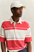 MODEL WEARING STRIPED SS RUGGER