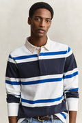 EVENING BLUE, BLOCKED STRIPE RUGGER, CLOSE-UP BY GANT AU.
