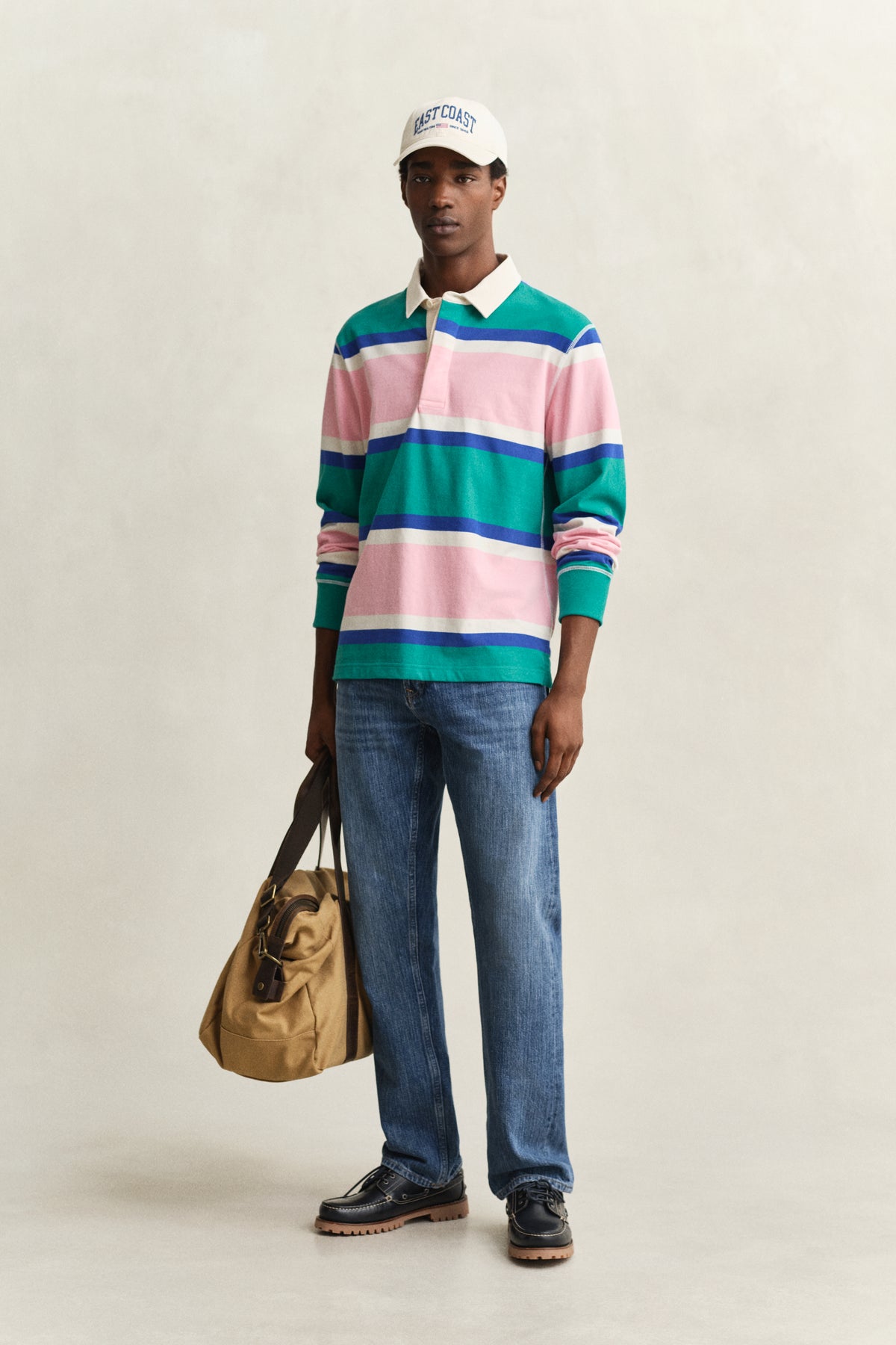 AQUA BLUE, BLOCKED STRIPE RUGGER BY GANT AU.