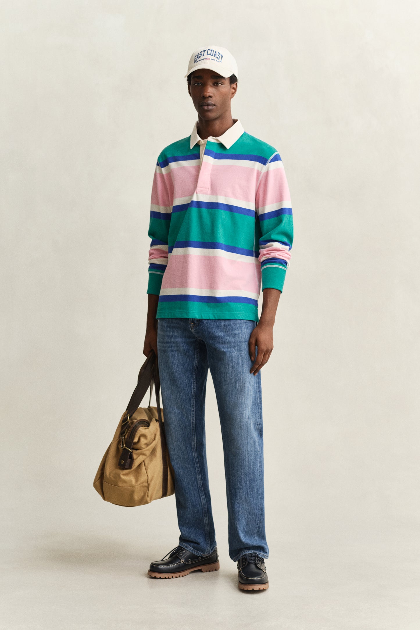 AQUA BLUE, BLOCKED STRIPE RUGGER BY GANT AU.