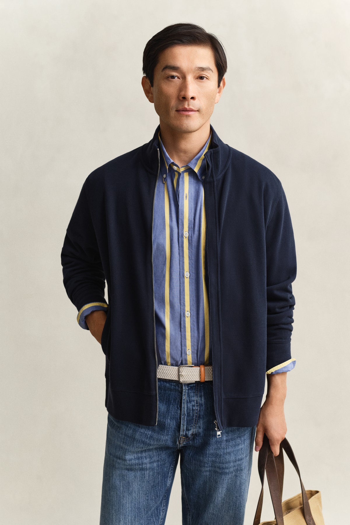 EVENING BLUE, LIGHT SACKER RIB FZ, FRONT-VIEW BY GANT AU.