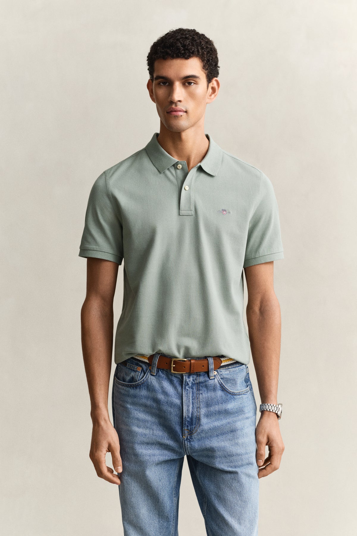 CERAMIC GREY, Classic Regular Polo Shirt, FRONT-VIEW BY GANT AU.