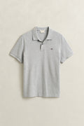 GREY MELANGE, Classic Regular Polo Shirt, FRONT-VIEW BY GANT AU.