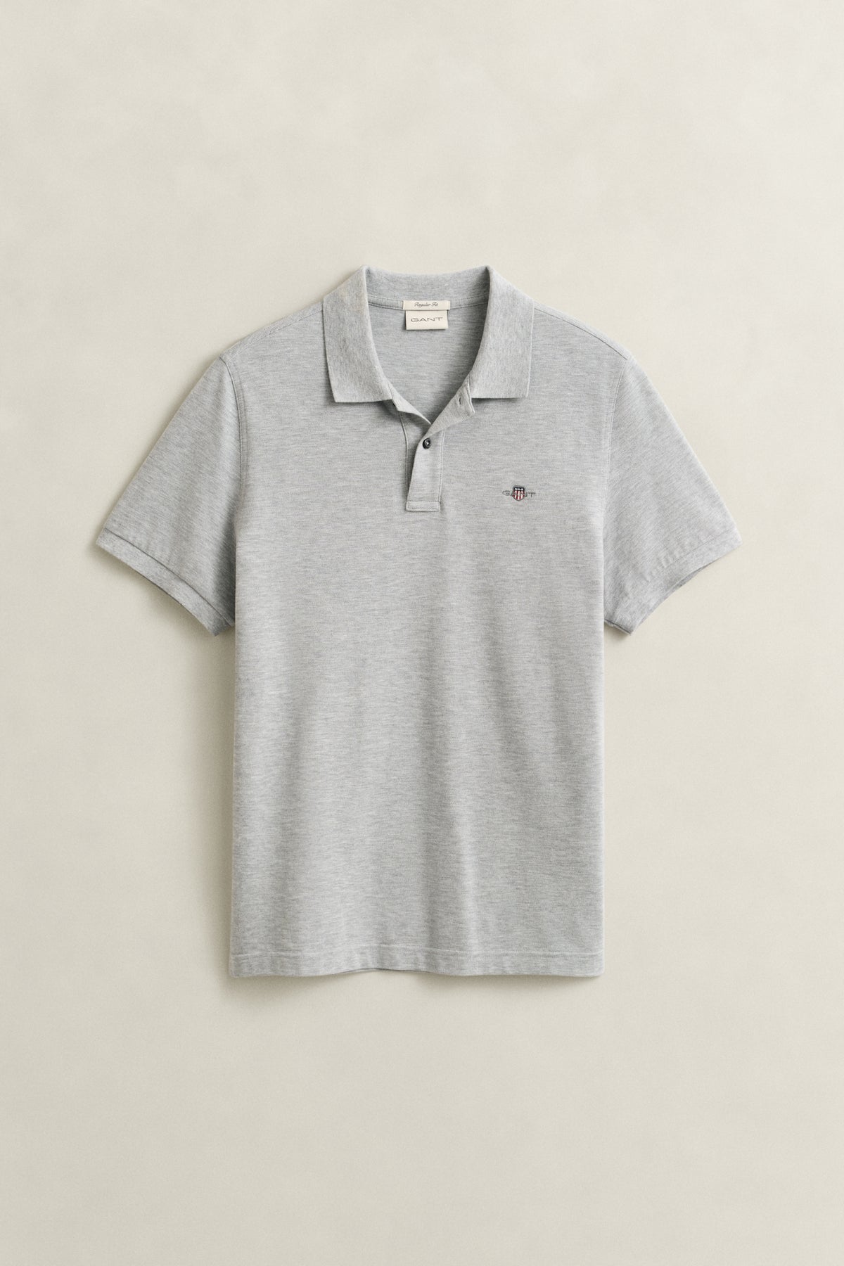 GREY MELANGE, Classic Regular Polo Shirt, FRONT-VIEW BY GANT AU.