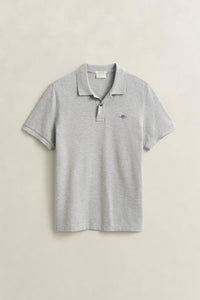 GREY MELANGE, Classic Regular Polo Shirt, FRONT-VIEW BY GANT AU.