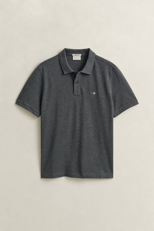 ANTRACIT MELANGE, REG SHIELD SS PIQUE POLO BY GANT AU.