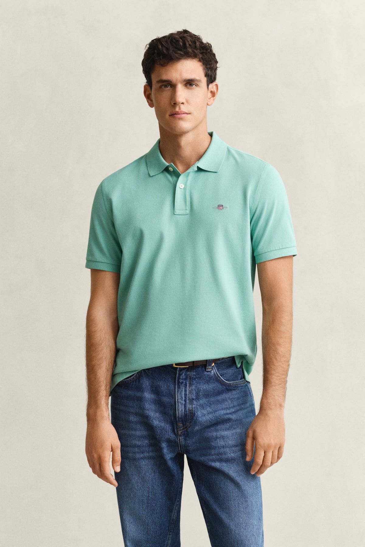 MUTED TURQUOISE, Classic Regular Polo Shirt, FRONT-VIEW BY GANT AU.