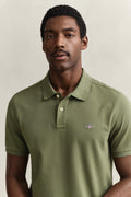 DRY HERB GREEN, REG SHIELD SS PIQUE POLO, CLOSE-UP BY GANT AU.