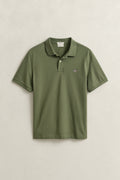 DRY HERB GREEN, REG SHIELD SS PIQUE POLO, FLAT-LAY BY GANT AU.