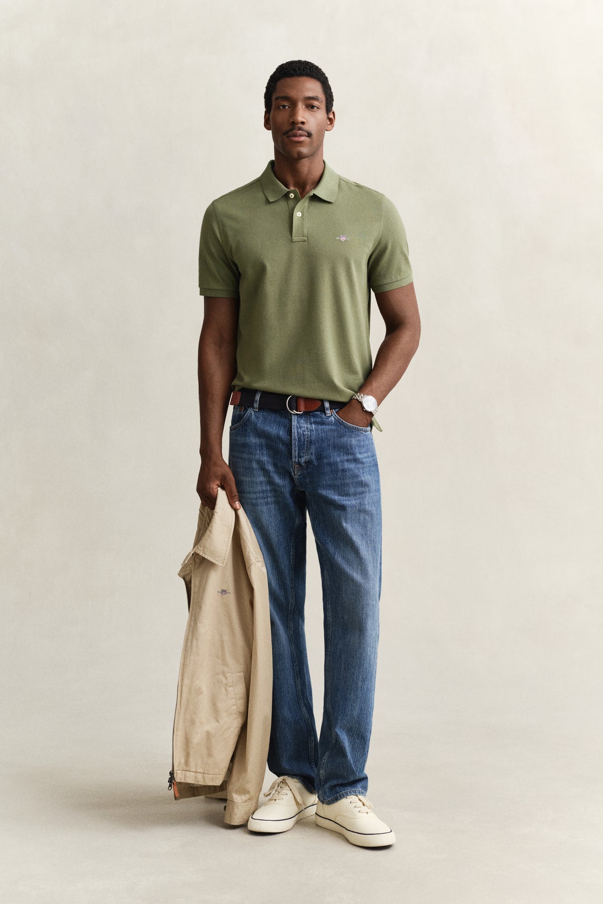 DRY HERB GREEN, REG SHIELD SS PIQUE POLO BY GANT AU.