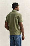 DRY HERB GREEN, REG SHIELD SS PIQUE POLO, BACK-VIEW BY GANT AU.