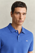 ROYAL BLUE, REG SHIELD SS PIQUE POLO, CLOSE-UP BY GANT AU.