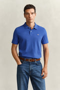 ROYAL BLUE, REG SHIELD SS PIQUE POLO, FRONT-VIEW BY GANT AU.