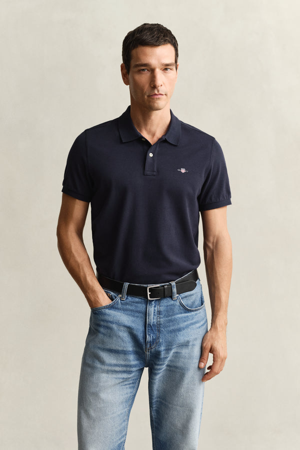 EVENING BLUE, Classic Regular Polo Shirt, FRONT-VIEW BY GANT AU.