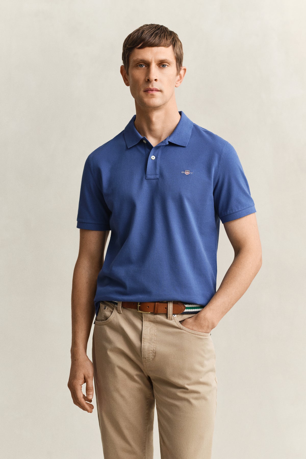 VINTAGE BLUE, Classic Regular Polo Shirt, FRONT-VIEW BY GANT AU.