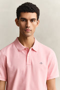 BUBBELGUM PINK, REG SHIELD SS PIQUE POLO, CLOSE-UP BY GANT AU.