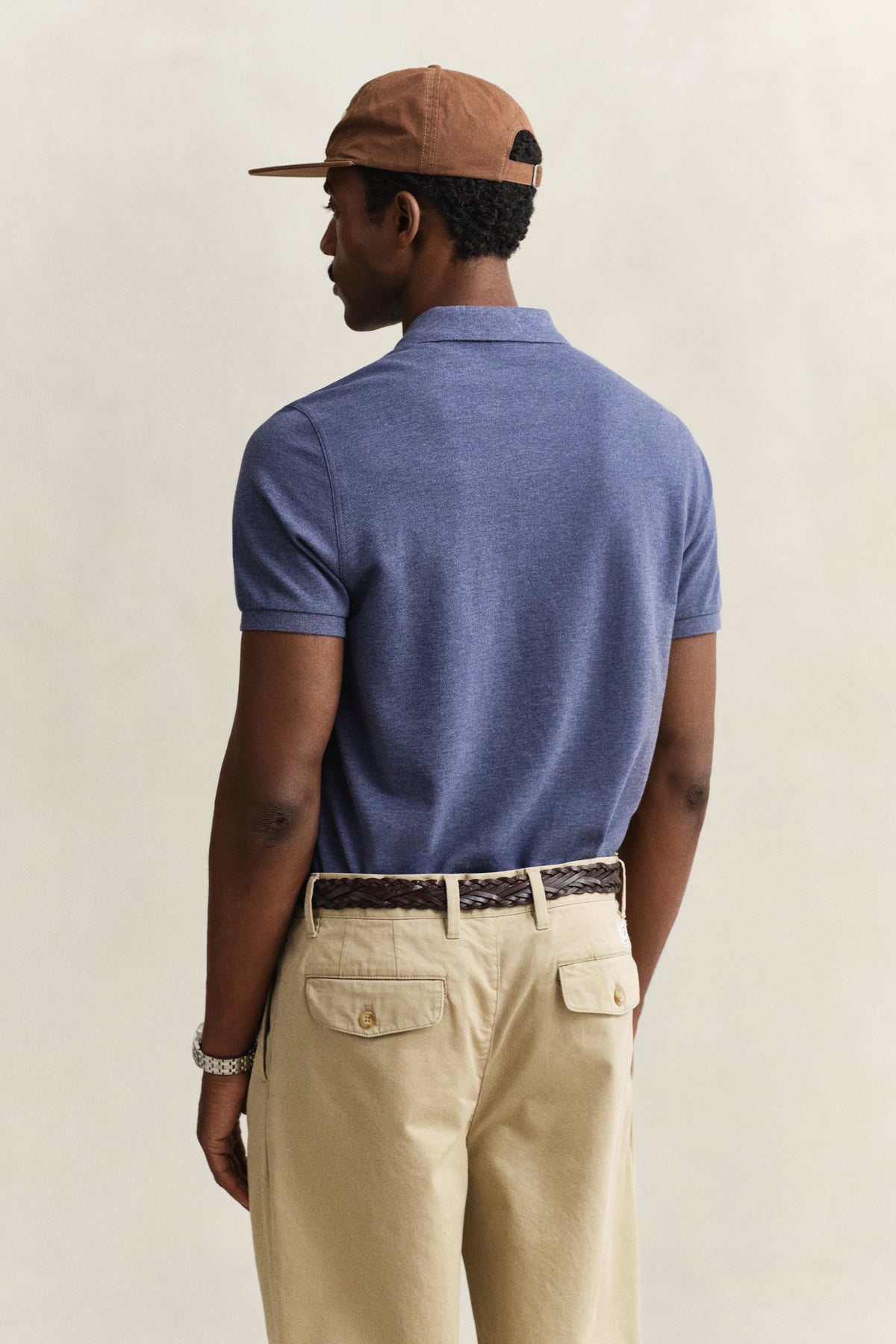 DK JEANSBLUE MELANGE, REG SHIELD SS PIQUE POLO, BACK-VIEW BY GANT AU.