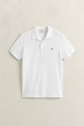 WHITE, SLIM SHIELD SS PIQUE POLO, FLAT-LAY BY GANT AU.
