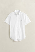 WHITE, REG CLASSIC POPLIN SS SHIRT, FLAT-LAY BY GANT AU.