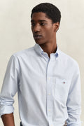 LIGHT BLUE, REG CLASSIC POPLIN GINGHAM SHIRT, CLOSE-UP BY GANT AU.