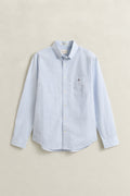 LIGHT BLUE, REG CLASSIC POPLIN GINGHAM SHIRT, FLAT-LAY BY GANT AU.
