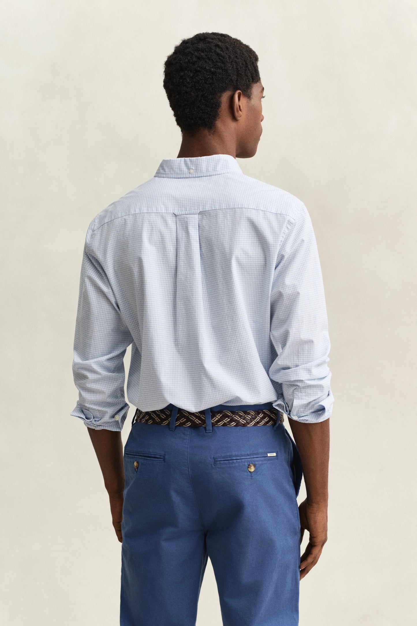 LIGHT BLUE, REG CLASSIC POPLIN GINGHAM SHIRT, BACK-VIEW BY GANT AU.