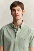 MODEL WEARING REG CLASSIC POPLIN GINGH SS SHIRT