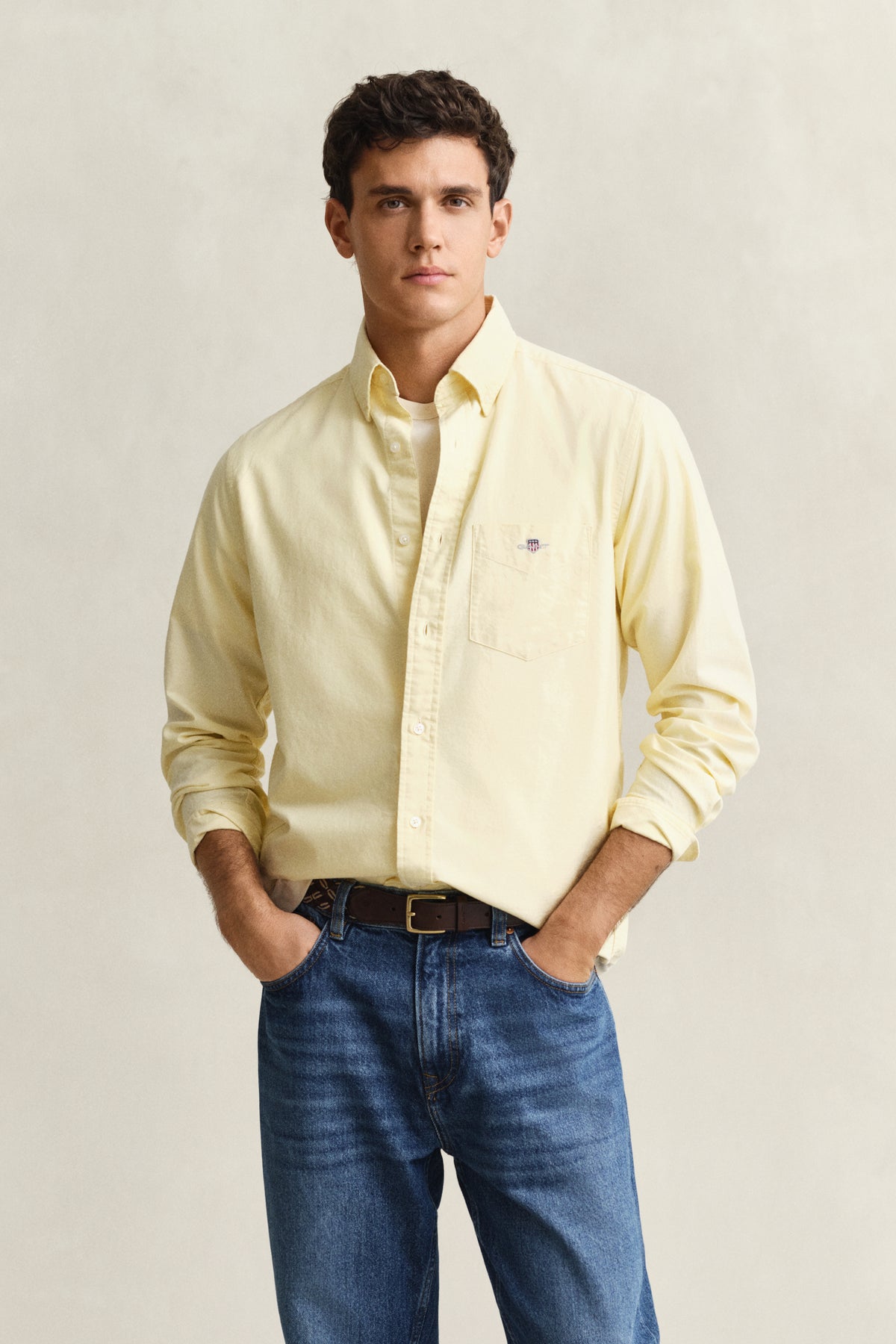 LIGHT MUSTARD YELLOW, REG CLASSIC OXFORD SHIRT, FRONT-VIEW BY GANT AU.
