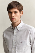 MODEL WEARING REG CLASSIC OXFORD STRIPE SHIRT